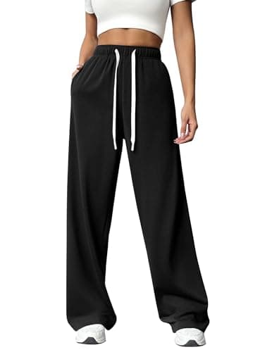 Image of PINSPARK Women's Sweatpants Straight Leg Joggers Tracksuit Bottoms with Pockets Casual Jogging Pants Sports Trousers for Yoga Fitness Gym Lounge Wear Black XXL