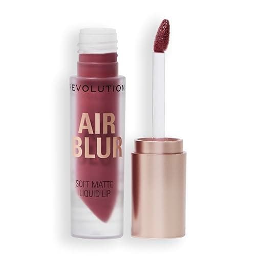 Image of Revolution, Air Blur Matte Liquid Lipstick, Long-Lasting Lip Colour, Face Makeup, Vegan & Cruelty-Free, Black Cherry Cool-Toned Mauve, 3.5ml