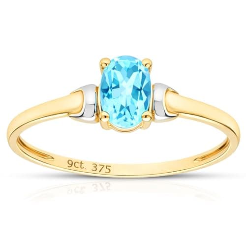 Image of Citerna 9 ct Yellow and White Gold Blue Topaz Birth Stone Ring - Size O