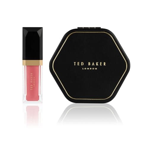 Image of Ted Baker Ready Pout Gift Set, Luxury 4.34ml Lip Gloss & Dual Magnifying Compact Mirror for Handbags, Stylish Beauty Gift Set for Women and Girls
