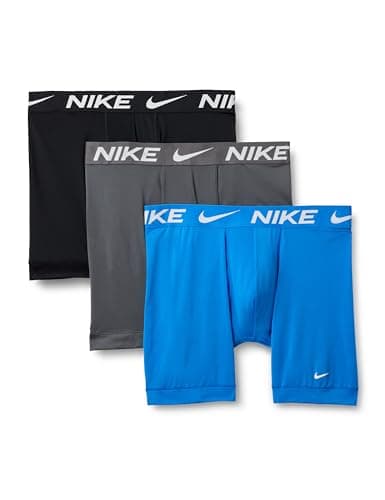 Image of Nike Men's Essential Micro Stretch Boxer Brief Underwear (3-Pack), Photo Blue/Dark Grey/Black, M
