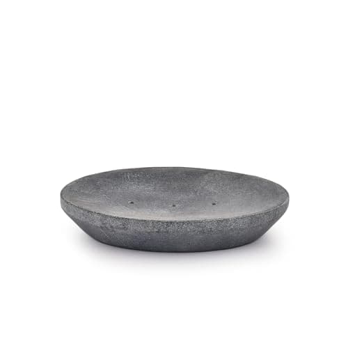 Image of Indus Lifespace Handmade Indian Stone Soap Dish - Grey Soapdish - Bathroom Accessories for Sink, Tub or Shower - 12.7cm x 10.16cm