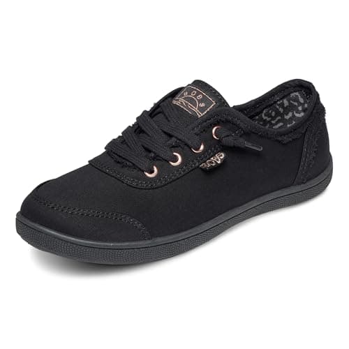 Image of Skechers Women's Bobs B Cute Sneaker, Black Canvas/Trim, 3 UK