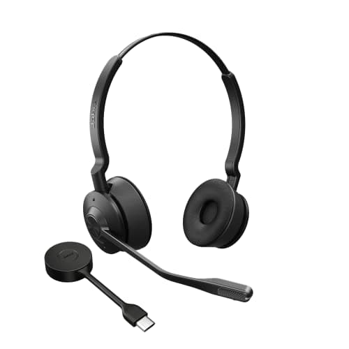 Image of Jabra Engage 55 Stereo Wireless Headset with Link 400 USB-C DECT Adapter - Noise-Cancelling Mic, Extensive Range - Certified for Google Meet and Zoom, works with all other leading platforms - Black