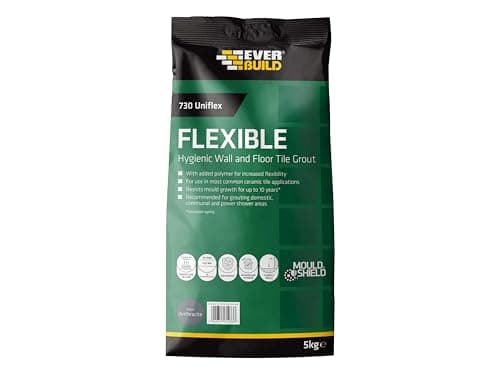 Image of Everbuild 730 Universal Flexible Hygienic Wall and Floor Tile Grout – for Use with Joints Up to 15mm Wide – Anthracite – 5kg