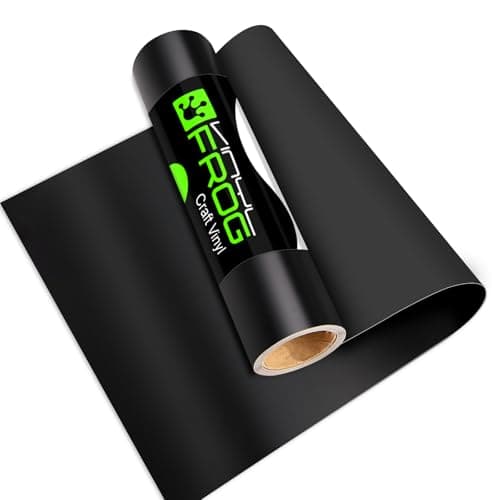Image of VINYL FROG Black Permanent Vinyl Matte Self Adhesive Vinyl Roll 12'' x 10ft Craft Vinyl for Mug Cup Window Home Decors