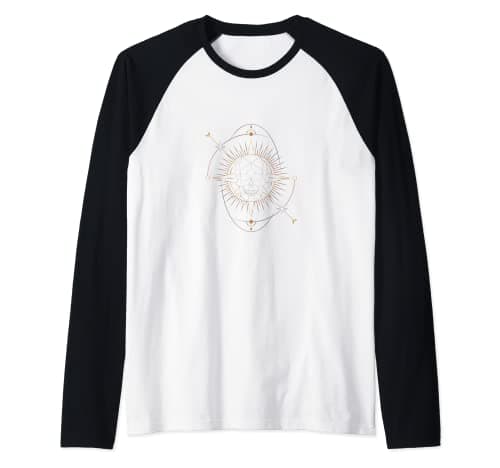 Image of Geometric Skull Astrological Tarot Card Raglan Baseball Tee