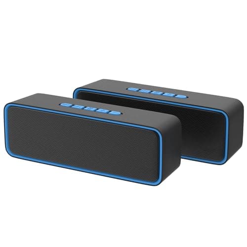 Image of Kolaura Portable Wireless Speaker, Bluetooth 5.0 Speaker with 3D Stereo HiFi Bass, 1500mAh Battery, 12 Hour Playtime (Blue - 2 Pack)