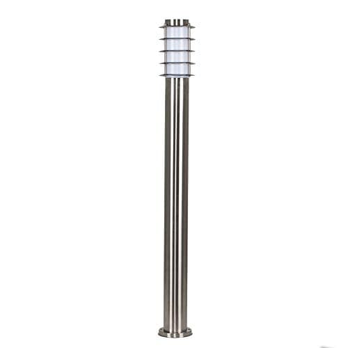 Image of MiniSun | Modern Outdoor Stainless Steel 1 Metre Tall Bollard Lantern Light Post | Post Lights, Home Décor & Improvement Essential | Includes Bulb [6500K Cool White] | Mains Wired