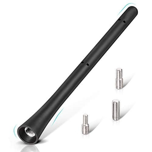 Image of Eightwood Universal Car Aerial Antenna 18cm FM/DAB Car Radio Aerial Replacement Short Rod Vehicle Rubber Car Roof Mount Antenna Mast for Truck SUV, Screws in M4 M5 M6