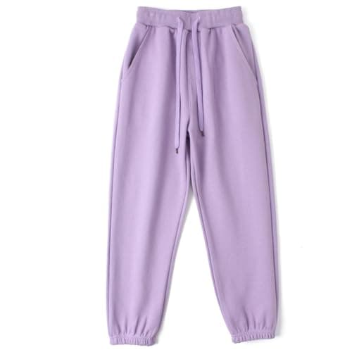 Image of HahaNice Girls' Activewear Trousers Boys Girls' Tracksuit Bottoms Jogging Boys Girls Joggers for Kids Sweatpants Purple 5Y