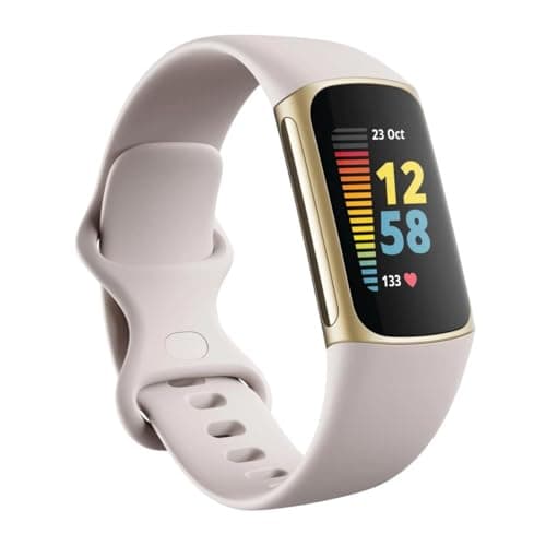 Image of [Suica Compatible] Fitbit Charge 5 Tracker, Luna White/Soft Gold [Up to 7 Days of Battery Life, GPS, Smart Watch]