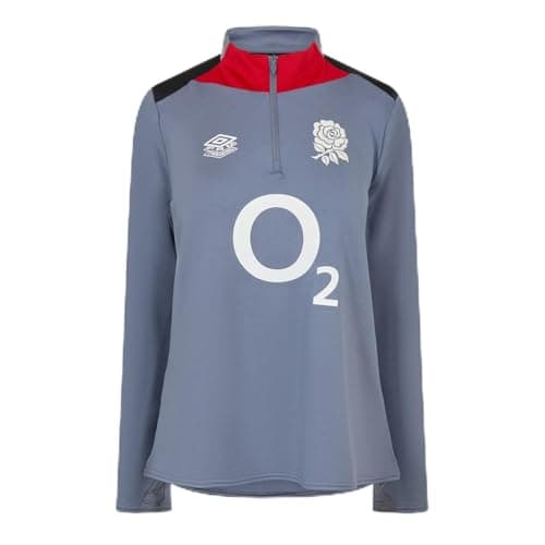 Image of Umbro Mens England Rugby Mid Layer Top 2024 Gray/Black/Red 8