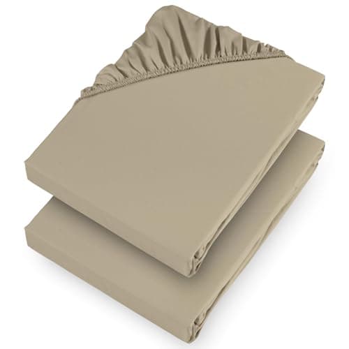 Image of Aspire Homeware King Size Fitted Sheets 2 Pack 25 Cm Deep Pocket 10 Inch Beige Bed Sheets - Soft & Breathable Fitted Bedsheet Brushed Microfiber Shrinkage and Fade Resistant Bottom Sheet