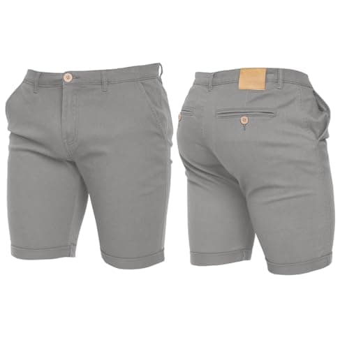 Image of Crosshatch Mens Stretch Slim Fit Chino Shorts with Pockets for Summer, Holiday, Golf by Jeanbase Grey 34