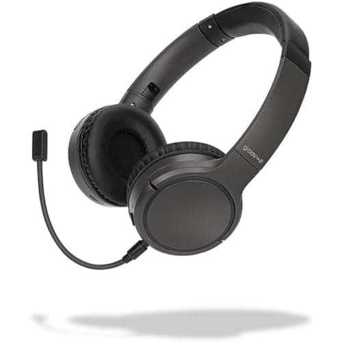Image of groov e Connect - Wireless Bluetooth Headphones with Detachable Mic - Over the Ear Headphone with Folding Design, Removable Boom Microphone, & 30Hrs Audio Playback - Bluetooth Connectivity - Black
