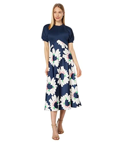 Image of Ted Baker Daysiah Ponte Top with Midi Skirt Dress, Dark Navy, 4
