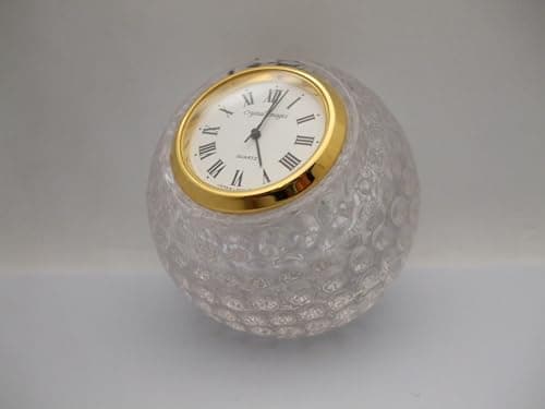 Image of The Majestic Golf Ball Miniature Clock Crystal Images 24% Lead Crystal