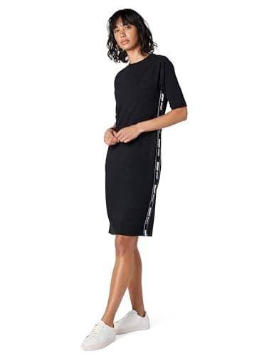 Image of DKNY Sport Women's Sneaker Dress, Black with Black/White Logo Tape, XS