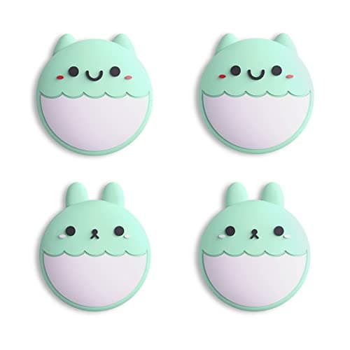Image of eXtremeRate PlayVital Thumb Grip Covers for Nintendo Switch, Joystick Covers for Nintendo Switch Lite, Silicone Analog Cover Thumbstick Grips for Switch OLED Joycon - Rabbit & Squirrel Seafoam Green