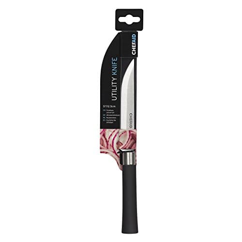 Image of Chef Aid 5 Inch Stainless Steel Utility Knife, 12.5 cm – Soft Grip Handle, Ideal for Slicing, Peeling & Paring, Handwashing Recommended