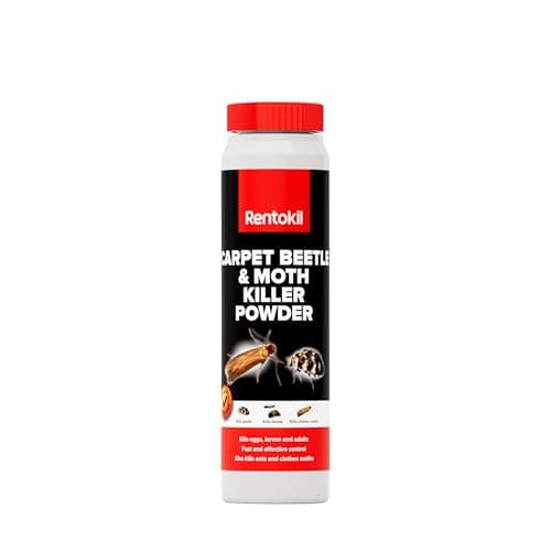 Image of RENTOKIL Carpet Beetle & Moth Killer Powder - Fast Acting Treatment - Kills Larvae and Adults - Also Effective Against Clothes Moths and Ants - 150g