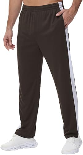 Image of YuKaiChen Men's Tracksuit Bottoms Lightweight Joggers Summer Track Bottoms Breathable Open Weave Mesh‌ Athletic Pants Size L Dark Brown