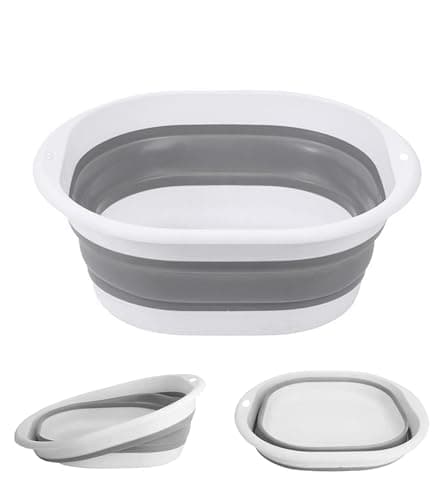 Image of Collapsible Washing Up Bowl, Portable Wash Basin Silicone Plastic Basket Multipurpose Outdoor Travel Basin Camping Sink, Space Saving Folding Washtub (2.5L)