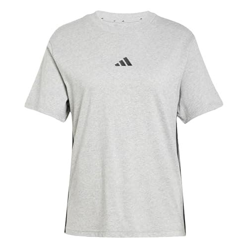 Image of adidas Women's Essentials 3-Stripes Cotton T-Shirt, Medium Grey Heather/Black, XS