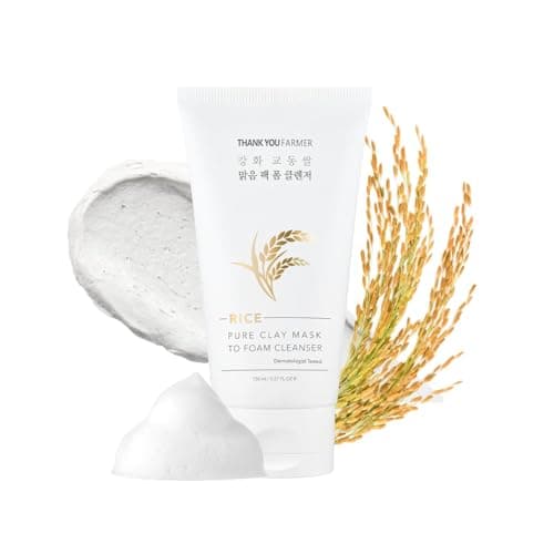 Image of THANKYOU FARMER Rice Pure Clay Mask To Foam Cleanser 5.27 Fl Oz (150ml) - Korean Clay Mask | Foaming Facial Cleanser | Rice Mask Korean | Foam Cleanser | Cleanser Mask | Foaming Cleanser