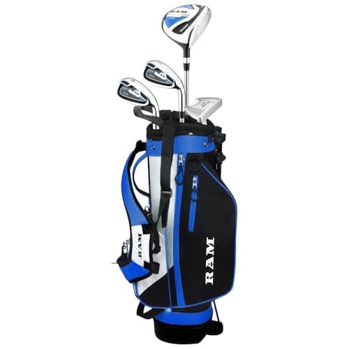 Image of Ram Golf SDX Junior Boys Golf Clubs Set with Bag (Blue, 6-8 Years, Left)
