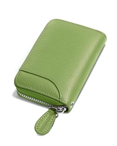 Image of GADIEMKENSD Women Credit Card Holder Small RFID Wallet Zipper for Travel Leather Accordion Wallets Inserts Case Photo Business Cards Organizer Cute Compact Credit Card Slot Cash Slots Apple Green