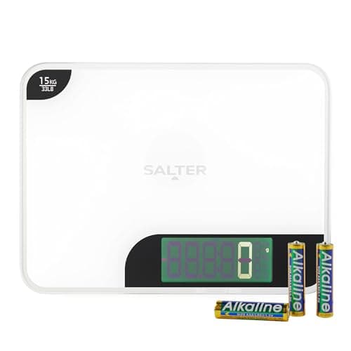 Image of Salter High Capacity Kitchen Scale – Digital Baking Scale, 15kg Capacity, Food Scale, Chop and Weigh Ingredients, Measures Liquids, Add & Weigh Tare Function, XL Glass Platform, LED Display