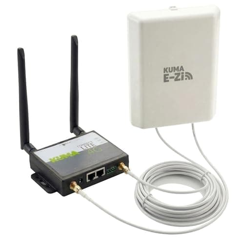Image of KUMA CONNECT E-Zi 4G Router with SIM Slot & Weatherproof Outdoor Antenna | Long-Range Directional Mobile Broadband WiFi Hotspot for Static Caravan, Home Office | Unlocked 150Mbps LTE 12vDC/240vAC