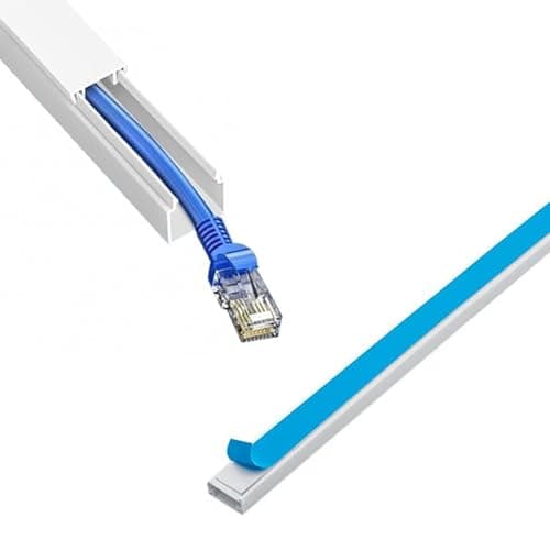 Image of Cable Trunking for Wires Self Adhesive White Plastic Cable Cover - Mini Trunk 16mm x 16mm x 1 Metre Length