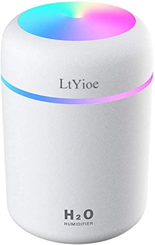 Image of LtYioe Humidifier Portable Mini Humidifiers for Bedroom, Personal Desktop Air Humidifier with Colorful Cycling Light, 2 Mist Modes and Auto Shut-Off, Super Quite for Office Home Car(White)