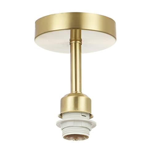 Image of Happy Homewares Satin Gold Brass Plated Ceiling Light Fitting for Industrial Style Light Bulbs | 12cm x 17cm | Suitable for Lamp Shades with E27 Lamp Holder