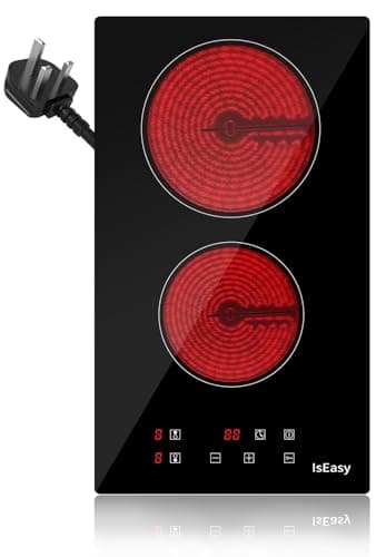 Image of IsEasy Electric Ceramic Hob with Plug-in, Built-in & Portable Cooktop, 30cm 2 Zones 3000W