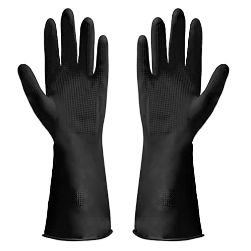 Image of Discoball 6 Pack (3Pairs) Thicken Rubber Gloves, Non-slip, Bouncy, Reusable Cleaning Gloves, Without Pungent Smell, length 12.2IN (Black, Medium)