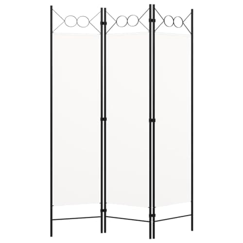 Image of "vidaXL 3-Panel Room Divider in Cream White - Freestanding Privacy Screen with Elegant Circle Design - 100% Polyester Fabric and Powder-Coated Iron Frame - 120x180 cm"