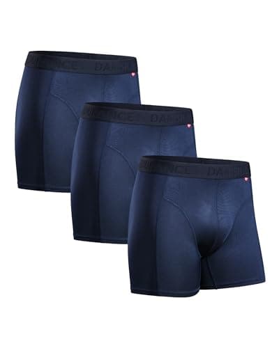 Image of DANISH ENDURANCE Mens Boxers, Anti Chafing, Long Leg or Regular, Sports Underwear Men, Running Boxers, 3 Pack, Blue, X-Large
