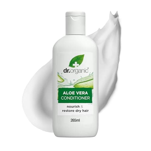 Image of Dr Organic Aloe Vera Conditioner, Soothing, All Hair Types, Natural, Vegan, Cruelty-Free, Paraben & SLS-Free, Recyclable & Recycled Ocean Bound Plastic, Certified Organic, 265ml, Packaging may vary