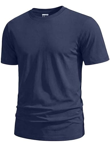 Image of TACVASEN Mens Cotton T Shirts Classic Basic Crew Neck Casual Tops Breathable Moisture Wicking Summer Shirts for Men UK Navy M