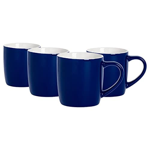 Image of Argon Tableware Coloured Coffee Mugs - Navy - 350ml - Pack of 4 - Gloss Ceramic Stoneware Latte Cappuccino Cups Hot Chocolate Cups Colourful Mug Set with Handle