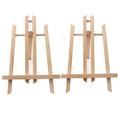 Image of 2 Pack Wooden Tabletop Art Display Easels, Small Painting Easel 30cm, Desktop Holder Stand for Displaying Canvas Paintings,Drawing, Weddings, Arts & Crafts