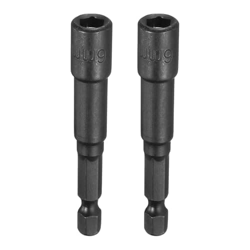 Image of sourcing map 2pcs Magnetic Nut Driver 6mm Hex Drive Socket CR-V Steel Power Screw Drill Bits Socket Wrench Tools with 1/4" Quick Change Hex Shank for Power Drills Impact Drivers, Black