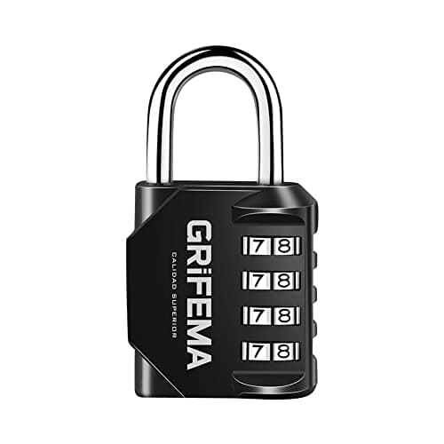 Image of GRIFEMA Combination Padlocks with 4 Digit Code, Locker Padlock Outdoor Heavy Duty Weatherproof for School Gym Locker cabinet, Garage, Gate, Shed GA1001-1 (1 PACK), Black