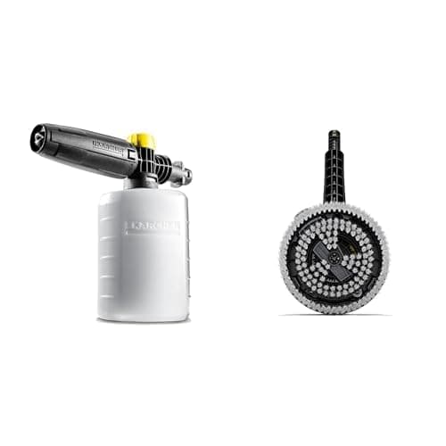 Image of Kärcher Rotating Wash Brush WB 130 with Universal Brush Attachment, Accessories for Kärcher Pressure Washer K 2-K 7 & FJ6 Foam Nozzle - Pressure Washer Accessory