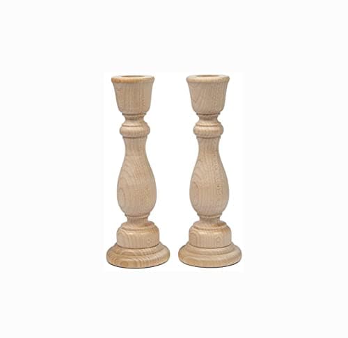 Image of Shiwaki 17x6x2.2cm Wooden Candlesticks Holder Antique Candle Holder Handicraft Vintage Brown Candle Stick for Dining Table Church Ornaments - Natural Wood Style