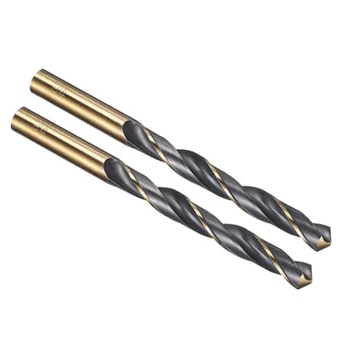 Image of PATIKIL 10.5mm Drill Bit, Jobber Straight Shank 4341 High-Speed Steel 118° Black and Gold Finish for Medium-hard Metal Steel Acrylic - 2 Pack